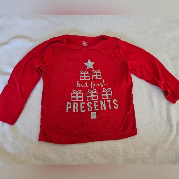 Christmas Shirt | 18 M | Carter's | But First Presents | Long Sleeves | Baby | - Picture 1 of 3